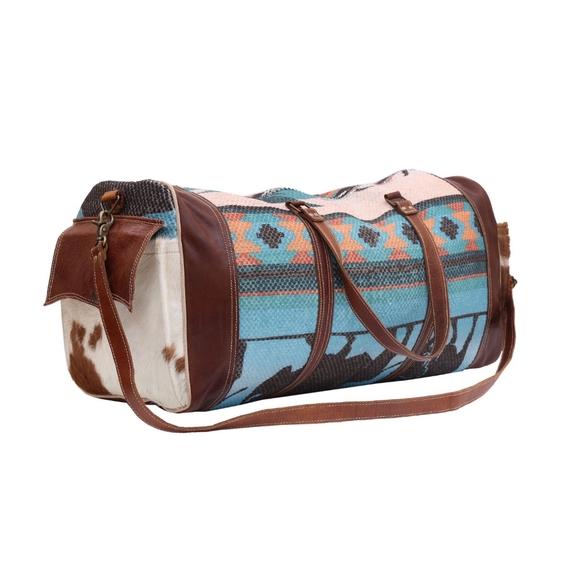 🎁Rug tooled leather duffel bag western tribal New - Picture 6 of 16